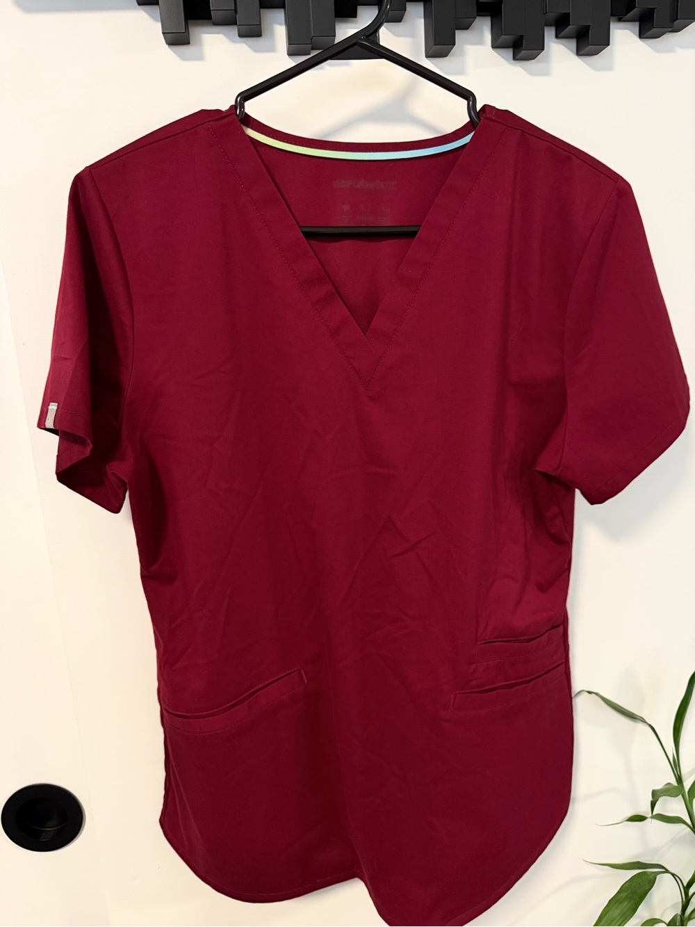 Medium Women’s V-Neck Medical Scrub Top - Burgundy